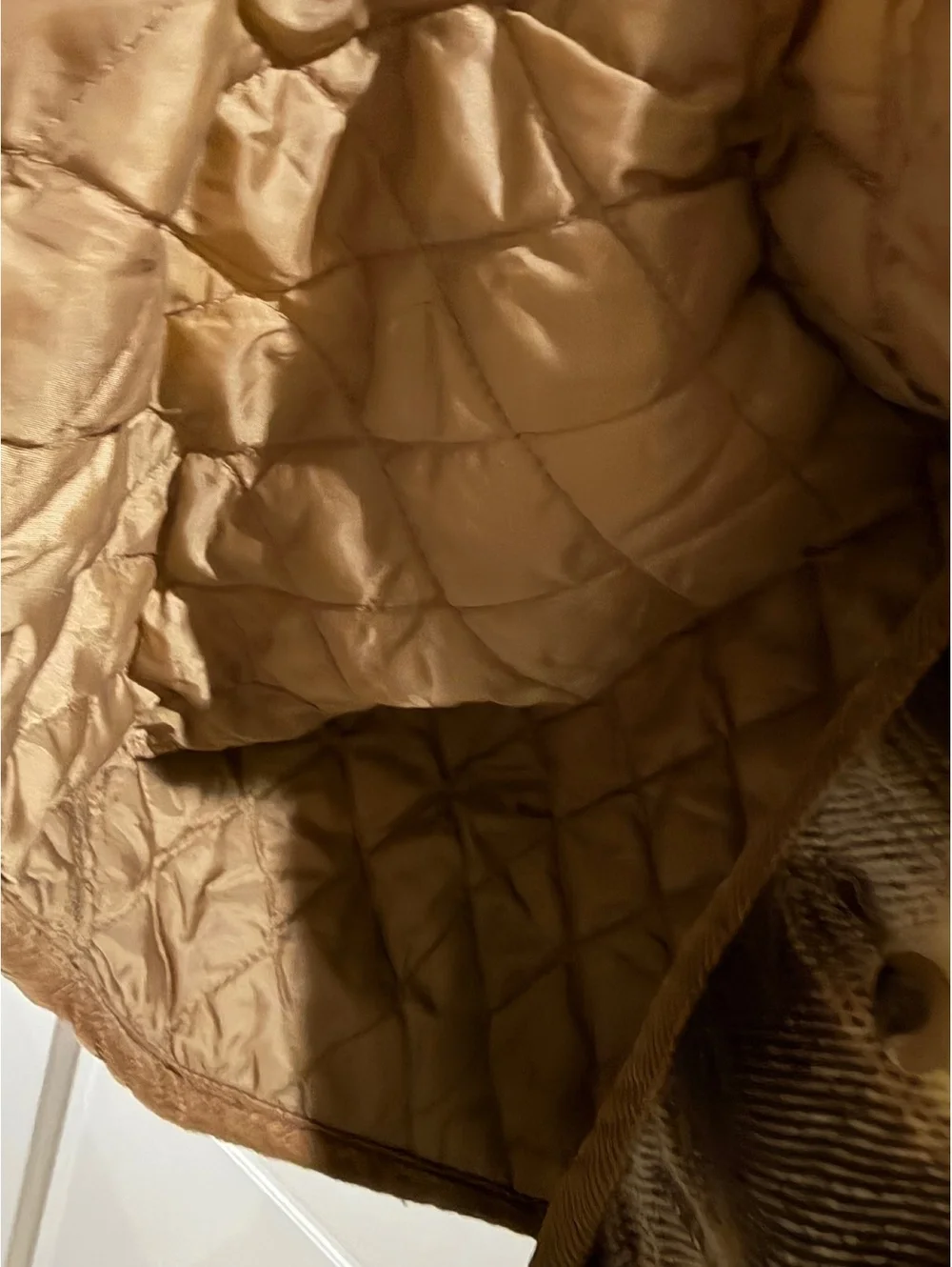 Womens Brown and Yellow Plaid Hooded Quilted Lined Utility Jacket Size Medium